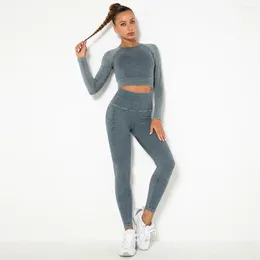 Active Sets Yoga Pants Two Piece Set For Women Fitness Suit Sport Long Sleeve Women's Leggings Gym Luxury Plus Size Push Up