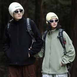 Double Sided Fleece Jacket Couple's Autumn and Winter Travel Outfit Windproof Warm Wear-resistant Hoodie Trend