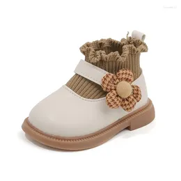 Boots Congme Baby Girls Leather Shoes 0-4 Yrs Toddler Kids Floral Flat Cute Princess Soft Socks