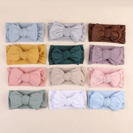 Hair Accessories Children's Cotton Headband 18 Colors Bow Baby Knitted For Child Kids Elastic Headwrap