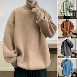 Men's Sweaters European-style Turtleneck Casual Pullover For Men Solid Thick Warm Knitwear Winter Brand Mens Sweater Base/outerwear