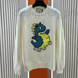 Women's Knits & Tees Designer 2024 Spring Festival New Dragon Year Limited Fun Dinosaur Towel Embroidered Round Neck Knitted Sweater SGAY