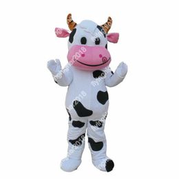 Hot Cute Cow Mascot Costume Unisex Cartoon Anime theme character Carnival Men Women Dress Christmas Fancy Performance Party Dress