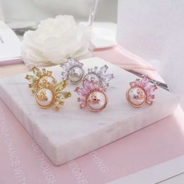 New Western Empress Dowager Saturn Pearl Horse Eye Stone for Women Light Luxury Versatile Personalised Silver Needle Earrings