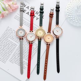 Womens fashion casual simple retro large dial thin belt waterproof quartz watch Q9