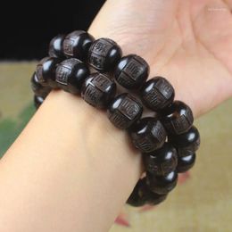 Strand Black Sandalwood Handstring Carved Buddha Beads With A Single Circle Male And Female Atmosphere 15mm Old Shaped