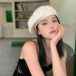 Berets 2024 Ins Korean Sweet And Cute Rose Red Beret Summer Thin Pleated Painter Hats Gorro Boinas Para Mujer Sombreros De