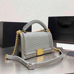 Ladies Flap Mini Crossbody Designer Bags Solid Colour Genuine Leather Classic Handbags Gold-Tone Metal Chains Snake Patter Portable351j