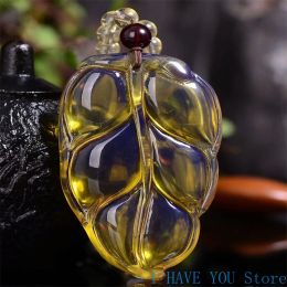 Pendants New Dominican Water Water Blue Pelp Leaves Pendant Men's Amber Wax Career Has A Sweater Chain Ethnic Necklace