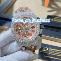 Orologio moissanite VVS a mano scintillante in acciaio inossidabile ghiacciato