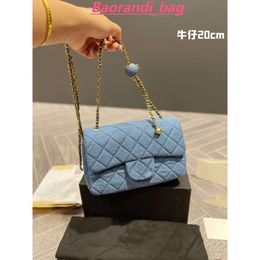 2024 Golden Ball Denim Messenger Bag Chain Women's 20CM