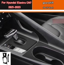 Car Interior Sticker Gear Box Protective Film For Hyundai Elantra CN7 2021-2023 Car Gear Panel Sticker Carbon Fibre Black