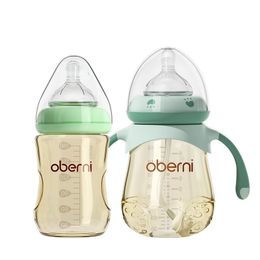Oberni Baby Bottle Feeding Bottle Set for PPSU Materials Wide Neck 180ml240ml with supper soft Silicone nipple 240125