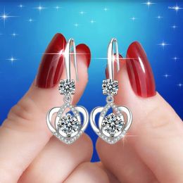 Dangle Earrings Arrivals Silver Colour Fashion Elegant Attractive Trend Zircon Heart Drop For Women Girl Party Jewellery 1Y001