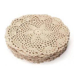 12Pcs Vintage Cotton Mat Round Hand Crocheted Lace Doilies Flower Coasters Lot Household Table Decorative Crafts Accessories T2005298B