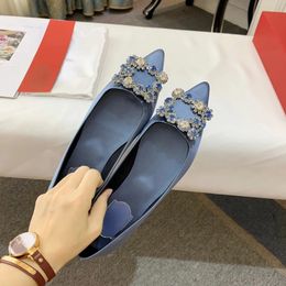 Style Wedding Shoes Satin High Heel Satin Rhinestone Square Buckle Flat Bottom Bridesmaid Shoes Women 240118