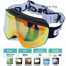 Ski Goggles with Magnetic Double Layer Polarized Lens Ing Antifog Uv400 Snowboard Men Women Glasses Eyewear Case Ski Goggles 3969