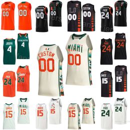 College Hurricanes Basketball 5 Wooga Poplar Jerseys Woman Youth Man 15 Norchad Omier 4 Bensley Joseph 24 Nijel Pack 1 Michael Nwoko Team Black Green White Orange