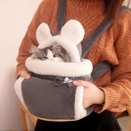 Carrier Pet Carrier Bag Small Cat Dogs Backpack Winter Warm Soft Plush Carring Pets Cage Walking Outdoor Travel Kitten Hanging Chest Bag