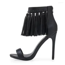 Sandals SHOFOO Shoes Fashion Women's High Heeled Sandals. About 12 Cm Heel Height. Fringe Decoration. Summer Show