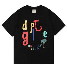 Women Men's t Shirts Designer Galleries Depts Shirt Alphabet Print Trendy Trend Basic Casual Loose Short T-shirt Half Sleeve Tees White and Beige Qw VFGN