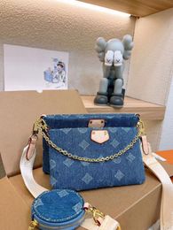 2024 Women Shoulder Bags Luxurys Designers Handbags Denim Fabric Chain Bag 2024new Fashion Handbag Lady Shopping Purse Outdoor Packs 3pcs Coussin Hobos Wallet