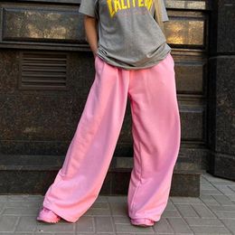 Women's Pants Fashion Baggy Pink Elastic Waistband Cargo Jogger With Pockets Casual Outfits Streetwear