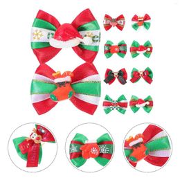 Dog Apparel 10 Pcs Christmas Bow Santa Claus Snowman Pet Headdress Bows For Hair Hairpin