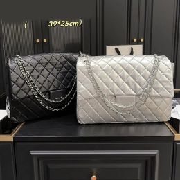 Дизайнерская цепная сумочка сумка для плеча для женщин Maxi Jumbo Classic Bag Bag Lambskin/Caviar Кожаный аппаратный оборудование Matelasse Большой емкость плечом Airport G241276PE-6