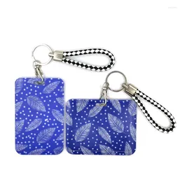 Keychains White Feather Lanyard ID Holder Bag Student Women Travel Card Cover Badge Car Keychain Decorations