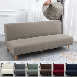 Jacquard Elastic Armless Sofa Bed Cover Adjustable Stretch Sofa Folding Bed Covers Slipcovers Protector Bench Futon Cover 3 Size 240119