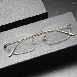 Sunglasses Frames Vintage Pure Titanium Glasses Frame Women Men Rimless Eyewear Oculos Opticos Myopia Reading Clear Gafas Prescription Glass