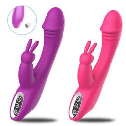 Rabbit Ear Female Vibrating Stick G-spot Massage Clitoris Honey Bean Masturbator Adult Products Sex Toy Vibrators For Women 231129