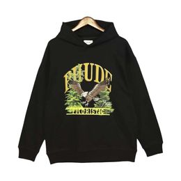 Mens Sweatshirts Designer Rhude Hoodie Original Quality Eagle Plant Popular High Street Trendy Loose For Men And Women Pullover