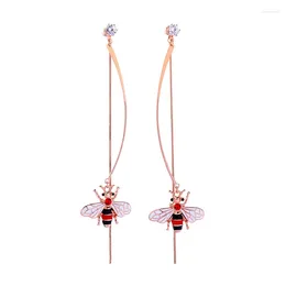 Dangle Earrings MOPAI Cute Multicolor Enamel Crystal Insect Long For Women Rose Gold Color Brass Bee Fashion Jewelry