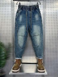 Men's Jeans Stylish Street Patchwork Gradient Work Small Feet Straight Leg Harem Pants High Quality Luxury Clothing