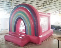 wholesale Rainbow 8ft Mini Bounce House Inflatable white Bounce jumping Commercial Inflatables Bouncy Castle Wedding Party Bouncer Jumper for Sale