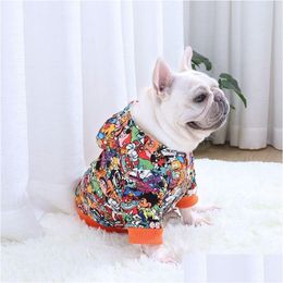 Dog Apparel Cute Cartoon Winter Warm Clothes Cotton Hoodies For Small Medium Dogs Costumes Knitted Coat French Bldog Pug Drop Deliver Dhf0V