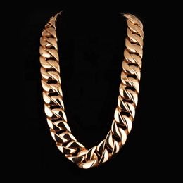 Heavy Thick Round Titanium Steel Fashion Hiphop Gold Plated Chain Biker Long Chain Necklace Men Curb Chain Gold Necklace Jewellery