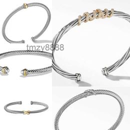 4mm Thin Fashion Charm Bracelet Wire Rope Double Colour Opening Female Bracelets Jewellery Luxurys Designers Women Trend Studded with Diamonds High Quality L211