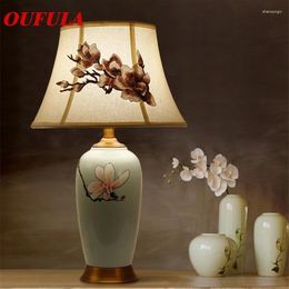 Table Lamps TEMOU Ceramic Desk Lights Luxury Modern Copper Fabric For Foyer Living Room Office Creative Bed El