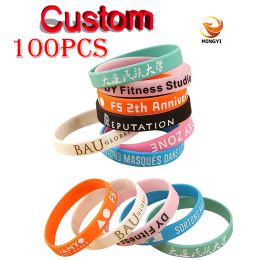 Bracelets 100PCS Engraved Custom Silicone wristband Debossed Technique Customizable LOGO ID SOS Bracelet Engraved Personalised Armband