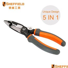 Pliers Sheffield Mti-Function Tool 5 In1 Electrician Nose Wire Strip Cutter Crim S035057 230606 Drop Delivery Dhoyw