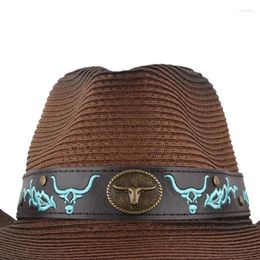 Belts Embroidery Ox Head Decorative Hat Band For Adult Teens Belt Rock Straw Weaving Cowboy