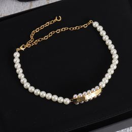 Gold Diamond Necklace Fashion Pearl Necklaces Chokers Letter Necklaces For Woman Chokers Designer Necklace Gift Chain Jewellery