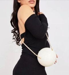 Elegant Pearl Ball Bag designer Evening Bags Fashion Brand handbags Women Clutch wallets Luxury Leather chain shoulder bag with gift box
