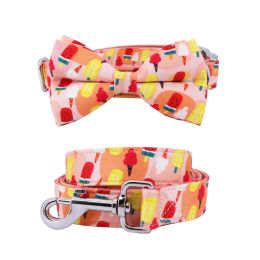 Collars Ice cream Dog Collar Bow Tie with Metal Buckle Big and Small Dog&Cat Collar Pet Accessories