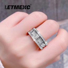 Rings LETMEXC Hot Sale Custom Wheel Of Life Full Diamond Gear Ring Moissanite D Colour VVS1 925 Silver Couple Rings