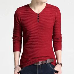 Men's Sweaters Men Sweater Korean Casual V-Neck Long Sleeve Knitted Pull Homme Pullover Solid Mens Clothing