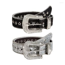 Belts Adult Full Sequins Belt For Dress Adjustable Pin Buckle Waist Wide Ladies Skirt